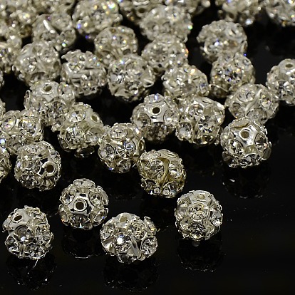 Perlas de diamantes de imitación, sin níquel, blanco, rondo, 12 facetas