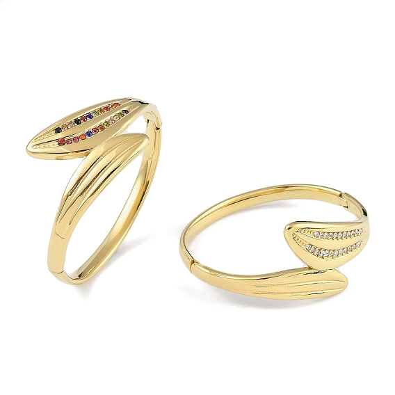 304 женские шарнирные браслеты из нержавеющей стали со стразами и листьями, реальный 18 k позолоченный