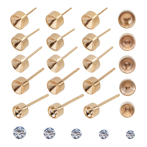 DIY 304 Stainless Steel Earring Making Kits, Including Stud Earring Settings and Clear Acrylic Rhinestone Cabochons