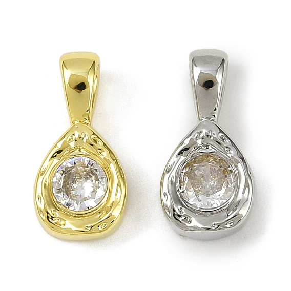 Подвески из латуни с прозрачным фианитом, без кадмия, без никеля и без свинца, слезинки, долговечный