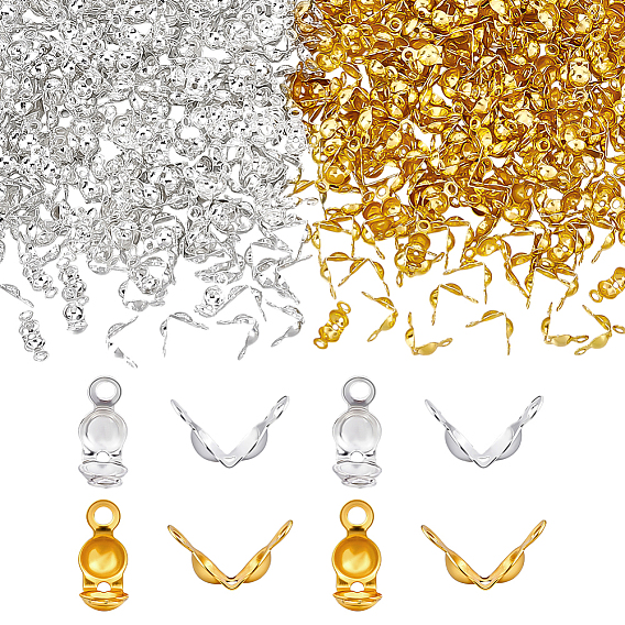 600шт 2 цвета латунные наконечники бусин, Калотте заканчивается, крышка раскладушки