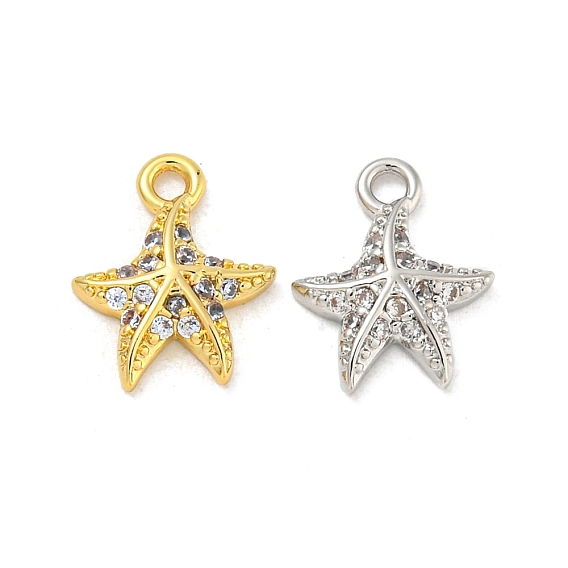 Стойка с морской звездой, латунное микро-паве, прозрачные подвески с кубическим цирконием, долговечный, без кадмия и без свинца