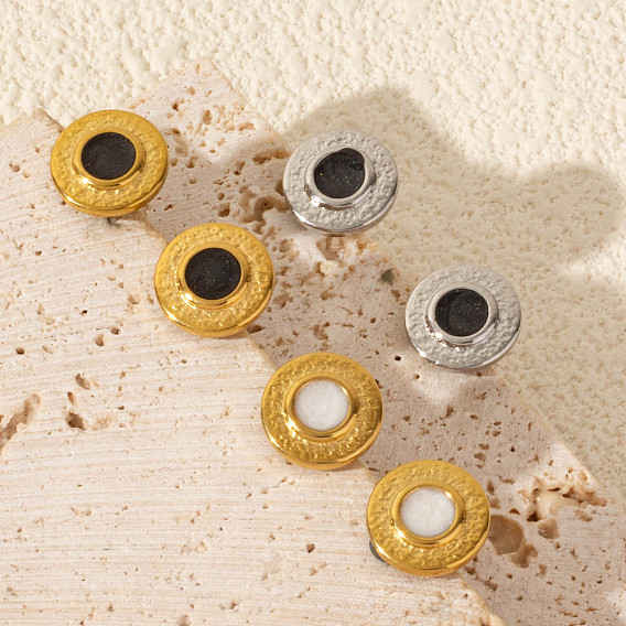 304 плоские круглые серьги-гвоздики из нержавеющей стали, с эмалью, украшения для женщин