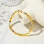 5MM Natural Amber and Shell Pearl Round Beaded Stretch Bracelets, Golden
