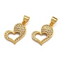 Латунные микропаве прозрачные подвески с фианитом, долговечный, сердце