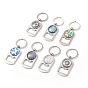 Glass Keychain, with Zinc Alloy Cabochon Settings Bottle Openers and Key Rings