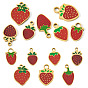 7 шт. 7 стили 304 эмалевые подвески из нержавеющей стали, золотые, клубника