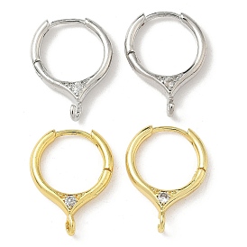 Латунные серьги-кольца из прозрачного кубического циркония, без кадмия и без свинца, долговечный, стойки покрытие