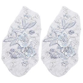 Полиэстеровая компьютерная вышивка на ткани, пришивание аппликаций, с пластиковой бисера, цветок