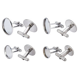 8Pcs 4 Styles 304 Stainless Steel Cuff Buttons, Cufflink Findings for Apparel Accessories