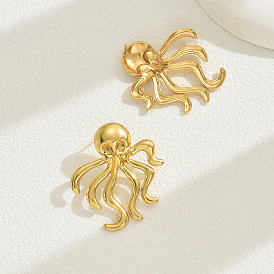 Vintage Octopus Stainless Steel Stud Earrings for Women's Fashion Jewelry