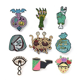 Halloween Enamel Pins, Black Alloy Brooches, for Backpack Clothes