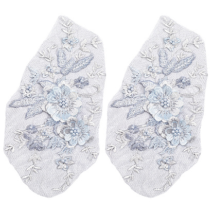 Полиэстеровая компьютерная вышивка на ткани, пришивание аппликаций, с пластиковой бисера, цветок