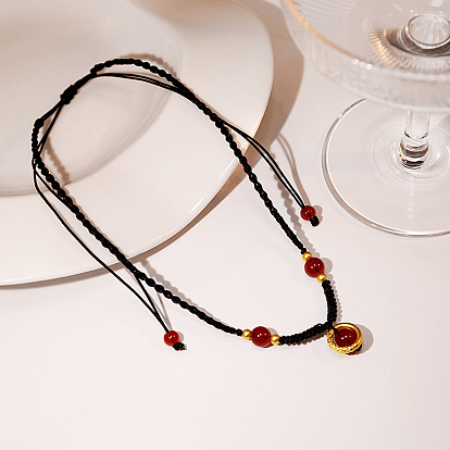 Handmade Retro Mocha Bean Pendant Necklace with Unique Design and High-end Quality