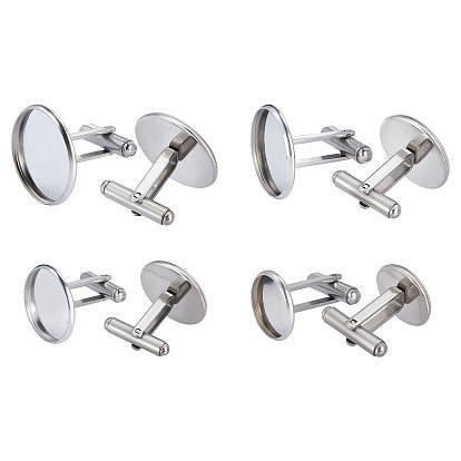 8Pcs 4 Styles 304 Stainless Steel Cuff Buttons, Cufflink Findings for Apparel Accessories