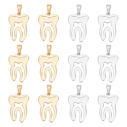 12шт. 2 цвет 201 подвески из нержавеющей стали, зуб