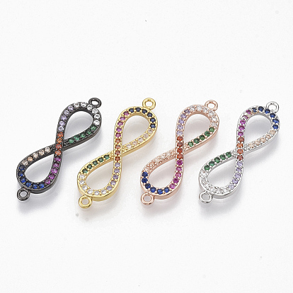 Brass Micro Pave Cubic ZirconiaLinks Connectors, Infinity, Colorful