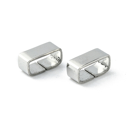 304 Stainless Steel Slide Charms/Slider Beads, For Leather Cord Bracelets Making, Rectangle