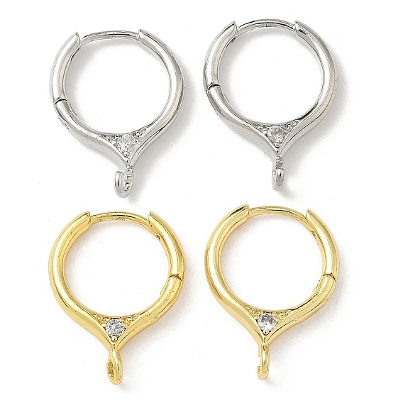 Латунные серьги-кольца из прозрачного кубического циркония, без кадмия и без свинца, долговечный, стойки покрытие
