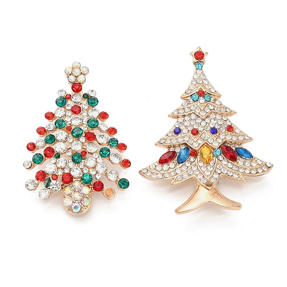 Булавки для лацканов одежды со стразами в виде рождественской елки