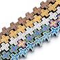 Electroplate Non-magnetic Synthetic Hematite Beads Strands, Matte Style, Greek Cross