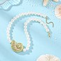 Plating Acrylic Couch Pendant ABS Plastic Imitation Pearl Round Beaded Necklaces for Women, White