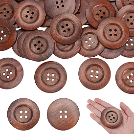 40шт 4-отверстие деревянные пуговицы, плоско-круглые