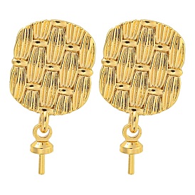 Rack Plating Brass Studs Earrings Finding, Cadmium Free & Lead Free, Long-lasting Plated, Fan