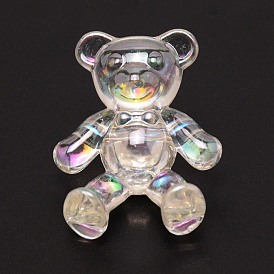 Transparent Acrylic Beads, AB Color Plated, Bear