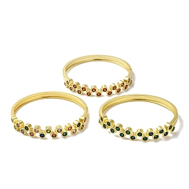 Brass Pave Cubic Zirconia Hinged Bangles for Women, Real 18K Gold Plated