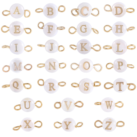 2 пакетики с бусинами из натуральных пресноводных ракушек, соединительные подвески, с золотым оттенком 304 двойные петли из нержавеющей стали, плоские круглые с письмом ~ г