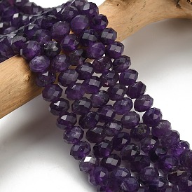Природный аметист нитей бисера, граненые, рондель