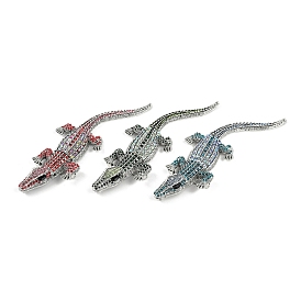 Alloy Rhinestones Alligator Brooches, Crocodile Brooches, Platinum