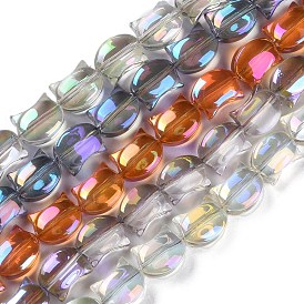Electroplate Glass Beads Strands, Full Rainbow Plated, Cat Shape