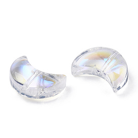 Electroplate Transparent Glass Beads, AB Color Plated, Crescent Moon