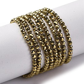 Стеклянные бусины с гальваническим покрытием , нити круглых бусин, полное покрытие, граненые