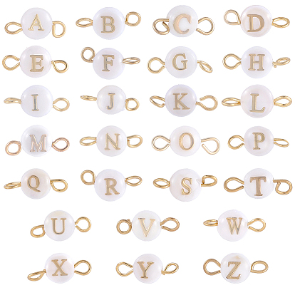 2 пакетики с бусинами из натуральных пресноводных ракушек, соединительные подвески, с золотым оттенком 304 двойные петли из нержавеющей стали, плоские круглые с письмом ~ г