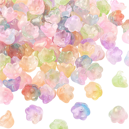 200 шт. прозрачные стеклянные колпачки для бусин, с блеском порошок, цветок