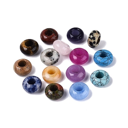 Natural & Synthetic Gemstone European Beads, Large Hole Beads, Rondelle
