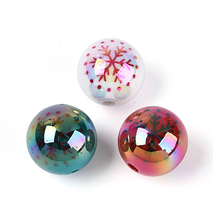 УФ-покрытие, напечатанное на непрозрачных акриловых бусинах, радужный, круглый с рисунком снежинки