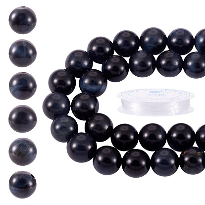 Наборы ювелирных изделий своими руками, включают 1 нити из окрашенных натуральных бусин тигрового глаза, круглые, с 1 рулонами эластичной кристаллической нити