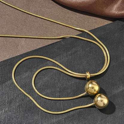 Ионное напыление (IP) 304 колье-лариата из нержавеющей стали в виде круглой цепочки с бусинами из нержавеющей стали