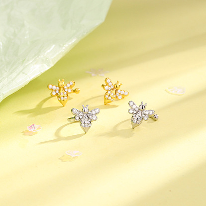 Серьги-каффы из латуни с микропаве из прозрачных кубических цирконий