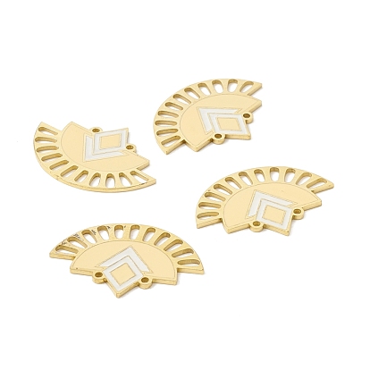 Ion Plating(IP) 304 Stainless Steel Chandelier Component Links, with Enamel, Real 24K Gold Plated, Fan