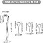 PandaHall Elite 200Pcs 4 Style 304 Stainless Steel Eye Pin Peg Bails, For Half Drilled Beads