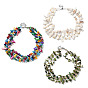 Бохо-стекло и натуральные окрашенные ракушки, бусины 3 многослойные ожерелья для женщин
