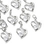 SHEGRACE Valentine's Day Brass Clear Cubic Zirconia Pendants, Heart Charms, Cadmium Free & Lead Free & Nickel Free