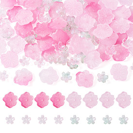 100 шт 4 цвета прозрачные стеклянные бусины, лист и цветок лотоса, спекающийся лак