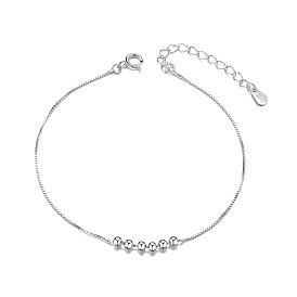Shegrace simple élégant bracelet de cheville en argent sterling 925, avec six petites perles