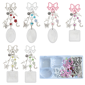Сделай сам наборы для ключей, включая поворотные застежки из сплава, а также рамки для подвесок и бусин., Стеклянные бусины, Акриловые бусины, пластиковые бусины abs, латунные витые цепочки, кольца и булавки, акриловый брелок
